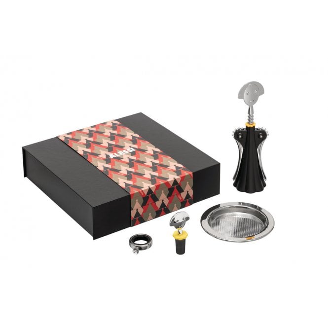 Alessi Anna G Corkscrew & Wine Stopper Set | Black