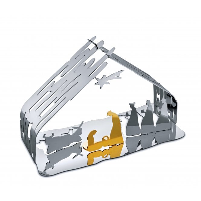 Alessi Bark Christmas Crib Nativity Scene - Stainless Steel & Gold Plated Steel