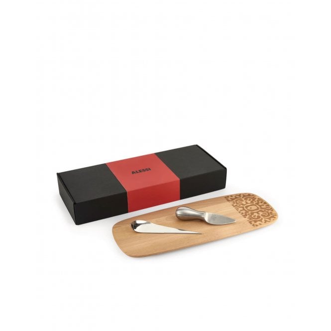 Alessi & Cheese Beech Wood Serving Board & Knife Gift Set
