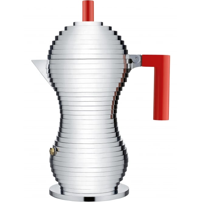 Alessi Pulcina Espresso Coffee Maker 6 Cup - Red - For Induction Hobs