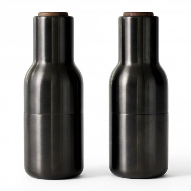 Audo Copenhagen Bottle Grinders | Bronzed Brass | Walnut Top | Set of 2