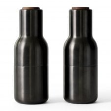 Bottle Grinders | Bronzed Brass | Walnut Top | Set of 2