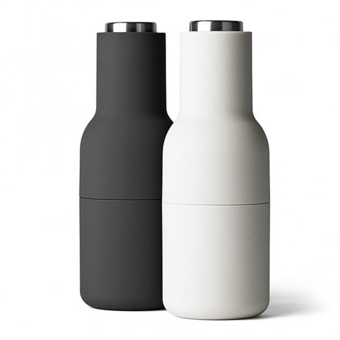 Audo Copenhagen Bottle Grinders with Stainless Steel Top | Ash/Carbon