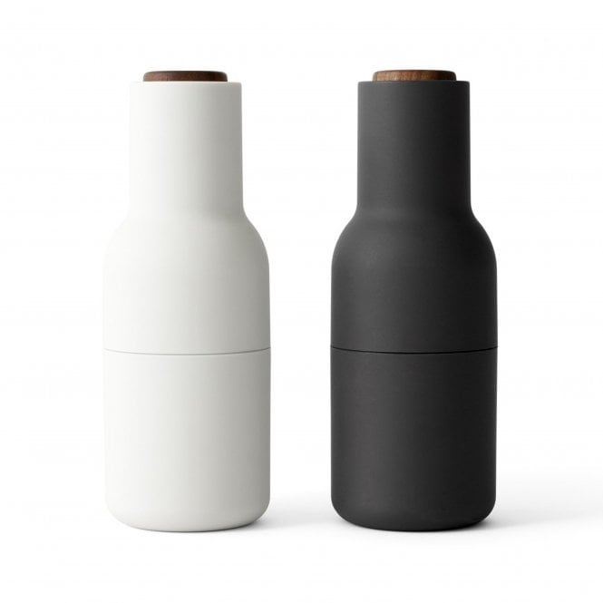 Audo Copenhagen Bottle Grinders with Walnut Top | Set of 2 | Ash & Carbon