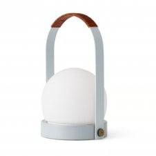 Carrie LED Portable Indoor/Outdoor Table Lamp | Leather Handle | Linen Blue