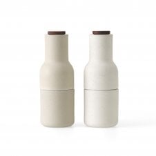 Ceramic Bottle Grinders with Walnut Top | Set of 2 | Sand