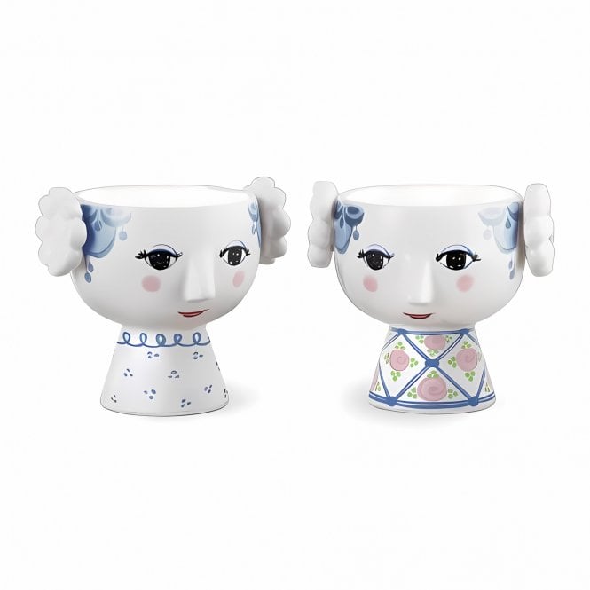 Bjorn Wiinblad Eva Tealight Holders | Set of 2 | Blue/Pink | 6.5cm