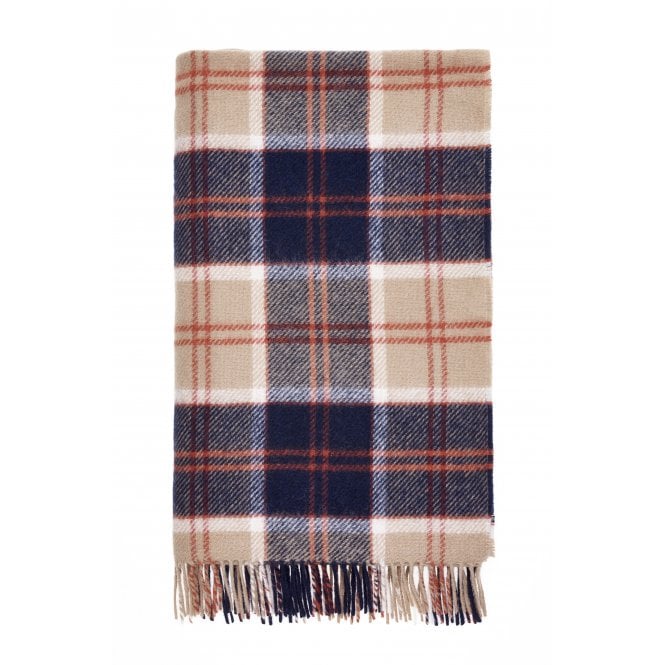 Bronte By Moon Bannochbane Tartan Pure Wool Throw - Navy