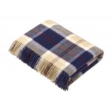 Bannockbane Tartan Merino Wool Throw | Navy
