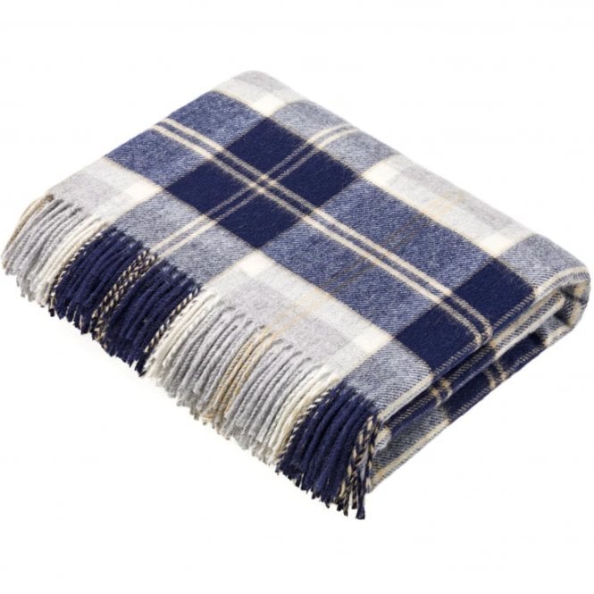 Bronte By Moon Bannockbane Tartan Merino Wool Throw | Silver