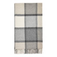 Block Windowpane Merino Lambswool Throw - White/Grey