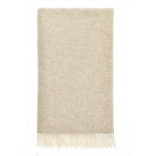 British Lambswool Herringbone Throw | Natural Beige