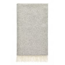 British Lambswool Herringbone Throw | Silver Grey