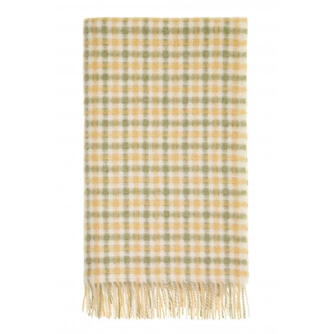 Bronte By Moon British Lambswool Throw | Gingham | Buttercup & Sage