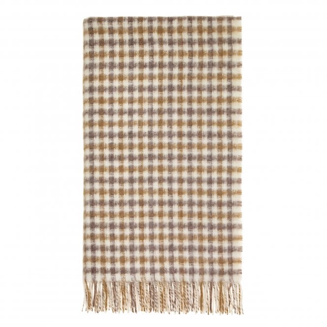 Bronte By Moon British Lambswool Throw | Gingham | Natural