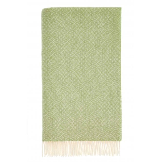 Bronte By Moon British Lambswool Throw | Spiral | Sage Green