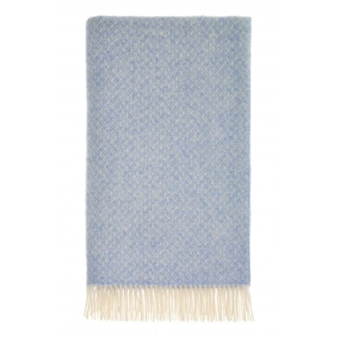 Bronte By Moon British Lambswool Throw | Spiral | Sky Blue