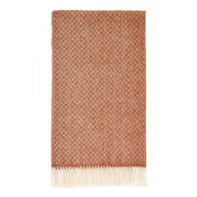 Bronte By Moon British Lambswool Throw | Spiral | Terracotta
