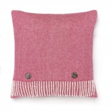 Cerise Pink Merino Lambswool Herringbone Cushion