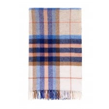 Falmouth Check Pure New Wool Throw | Ivory/Blue
