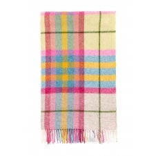 Falmouth Check Pure New Wool Throw | Ivory/Pink