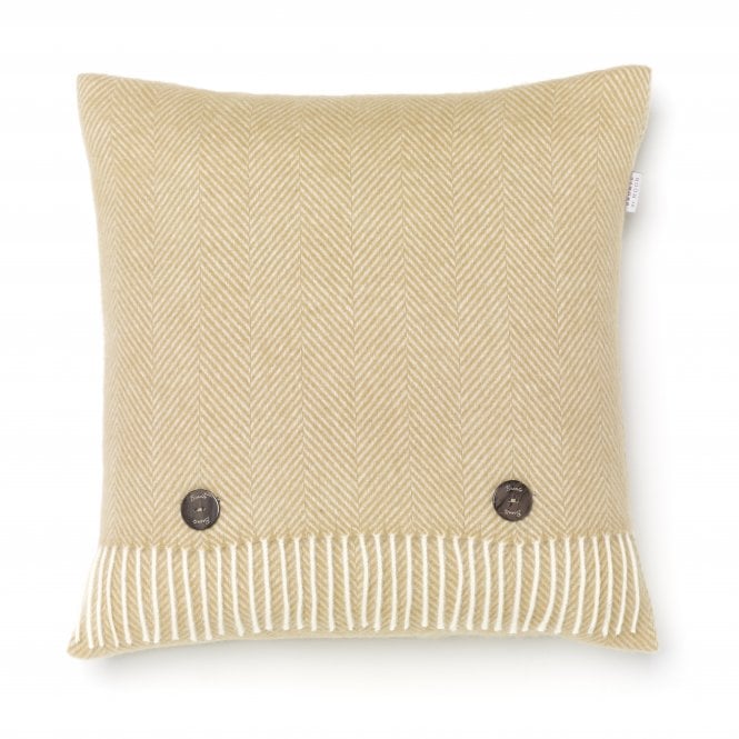 Bronte By Moon Herringbone Merino Lambswool Cushion - Natural