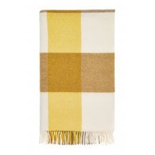 Islay Block Check Merino Lambswool Throw | Gold