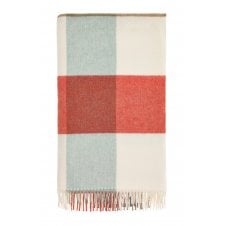 Islay Block Check Merino Lambswool Throw | Orange