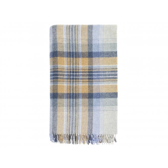 Bronte By Moon Kintyre Check Pure New Wool Throw | Blue