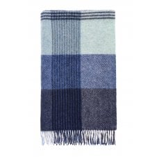 Lindley Check Pure Wool Throw | Blue