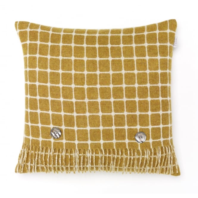 Bronte By Moon Luxury Athens Check Merino Lambswool Cushion - Gold