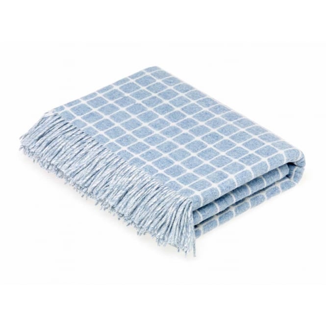 Bronte By Moon Luxury Athens Check Merino Lambswool Throw - Aqua