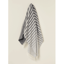 Luxury Merino Lambswool Albion Stripe Throw | Grey 