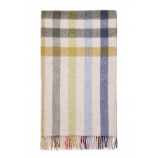Luxury Merino Lambswool Henley Throw - Beige/Multi