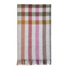 Luxury Merino Lambswool Henley Throw - Grey/Multi