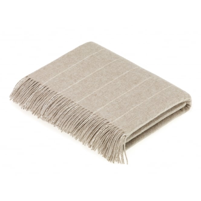 Bronte By Moon Luxury Merino Lambswool Pinstripe Throw - Beige