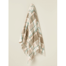 Luxury Merino Lambswool Portree Check Throw | Natural/Rose