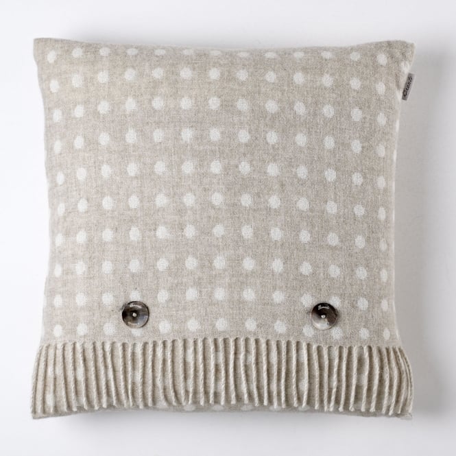 Bronte By Moon Luxury Merino Lambswool Spot Cushion - Beige