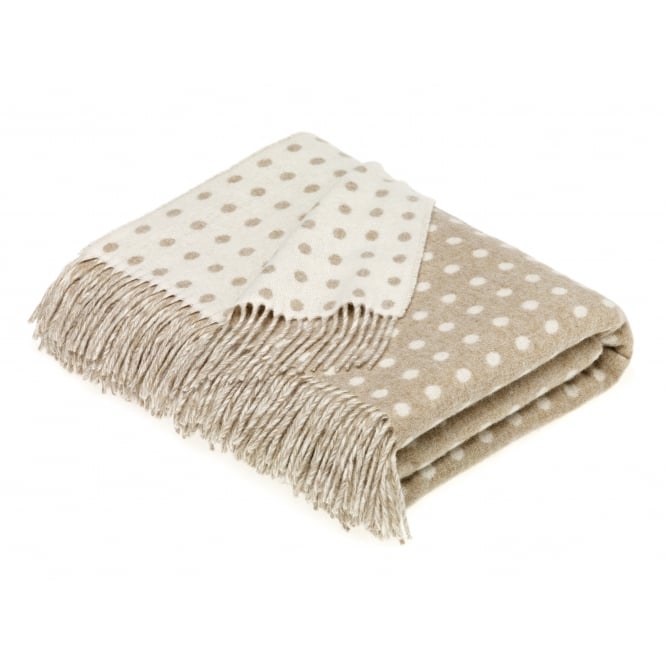 Bronte By Moon Luxury Merino Lambswool Spot Throw - Natural
