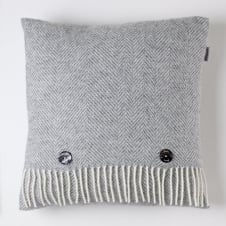Merino Lambswool Herringbone Cushion - Grey