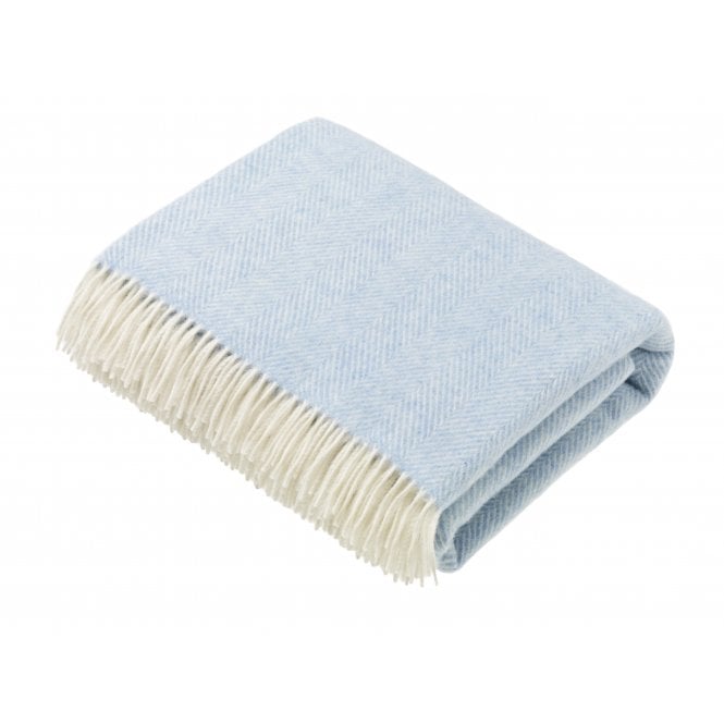 Bronte By Moon Merino Lambswool Herringbone Throw - Aqua Blue