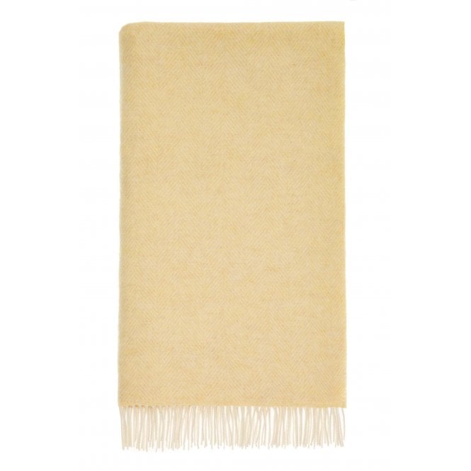 Bronte By Moon Merino Lambswool Herringbone Throw | Buttercup Yellow 