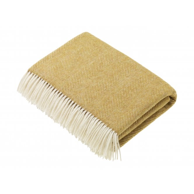 Bronte By Moon Merino Lambswool Herringbone Throw - Gold