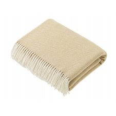 Merino Lambswool Herringbone Throw - Natural