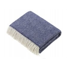 Merino Lambswool Herringbone Throw - Navy