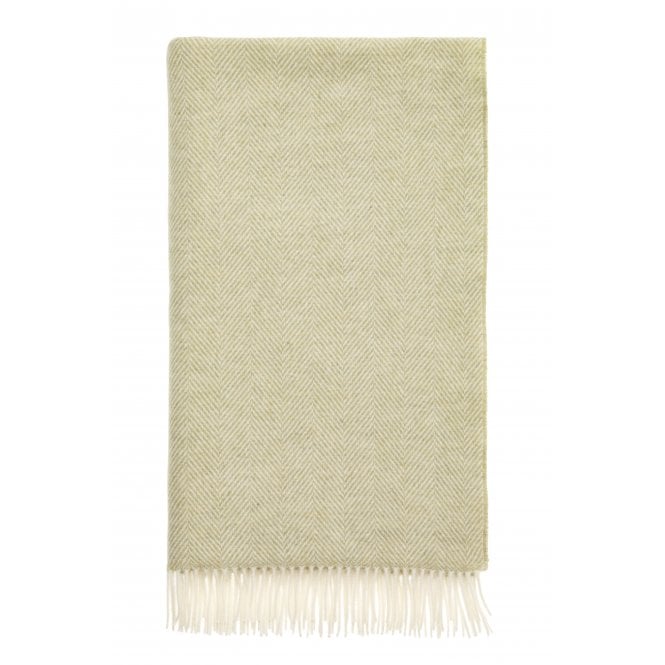 Bronte By Moon Merino Lambswool Herringbone Throw | Sage