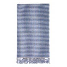 Merino Lambswool Houndstooth Throw | Blue & Natural
