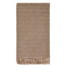 Merino Lambswool Houndstooth Throw | Khaki & Blush