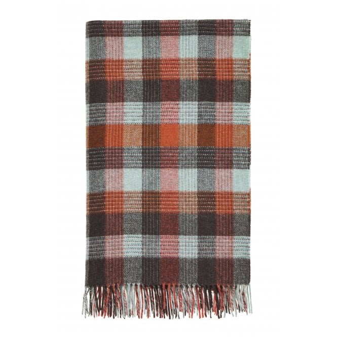 Bronte By Moon Merino Lambswool Patchwork Throw | Aqua/Rust