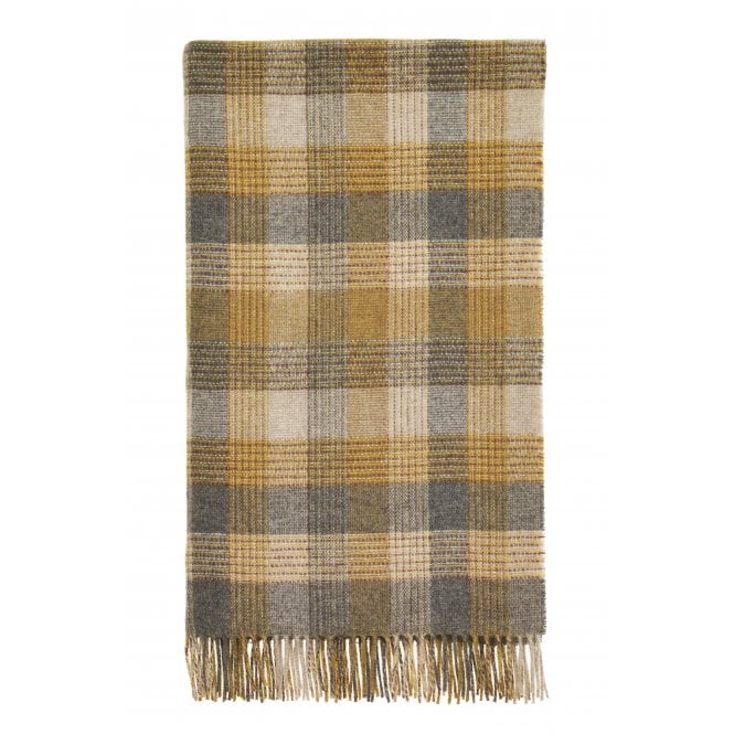 Bronte By Moon Merino Lambswool Patchwork Throw | Gold
